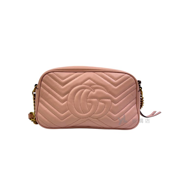 GUCCI包包 GG Marmont 粉牛皮山型紋相機包447632-3