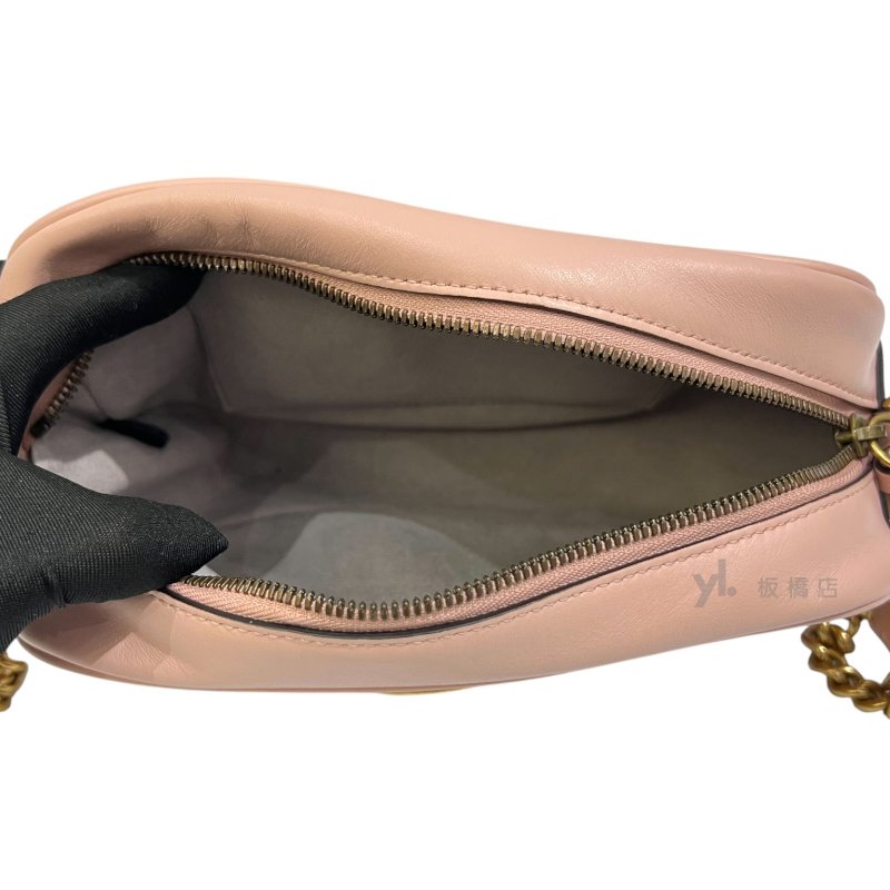 GUCCI包包 GG Marmont 粉牛皮山型紋相機包447632-5