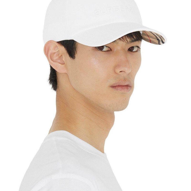 💎Han's house精品服飾💎BURBERRY 刺繡字 格紋 帽子 義大利製 現貨 原價14900-5