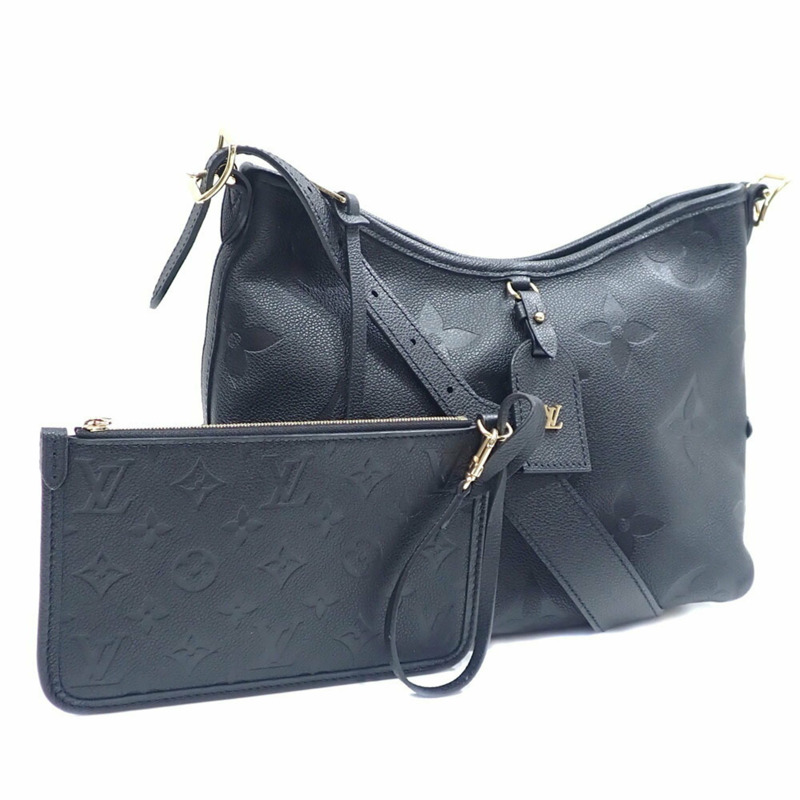 路易威登 Monogram Empreinte Carryall 拉鍊單肩包，NM，PM，女士，M46288，黑色，A221166-0