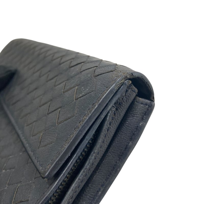 BOTTEGA VENETA 寶緹嘉 INTRECCIATO 細皮革編織 皮革 長夾 深藍色-17