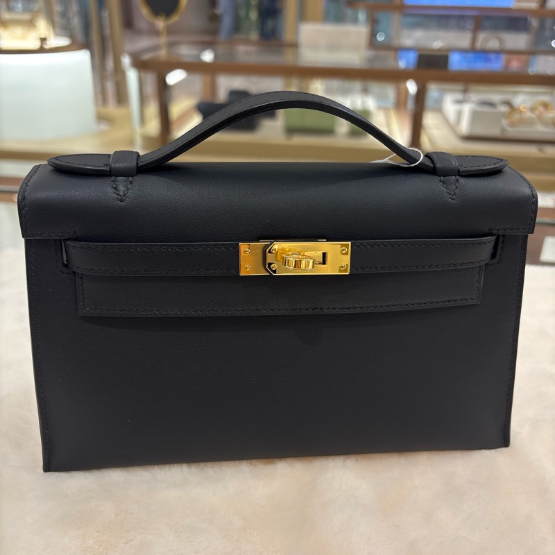 Hermes Mini Kelly Pochette 黑色金扣 全新現貨-6
