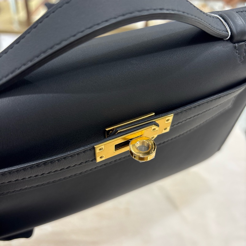 Hermes Mini Kelly Pochette 黑色金扣 全新現貨-11