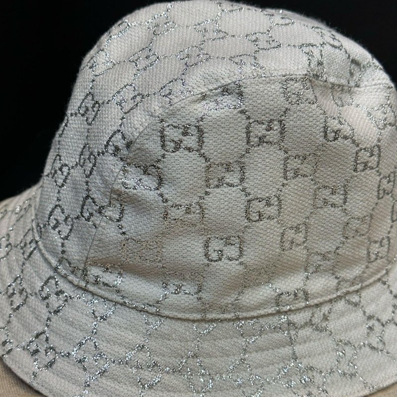 G💎Han's house精品服飾💎UCCI 滿版 刺繡 反光銀線 老花 漁夫帽 帽子-7