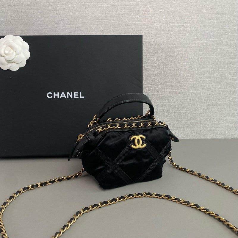 Chanel 22P 黑金 Mini 餃子包｜尼龍緞面｜98新 31開｜附卡-1