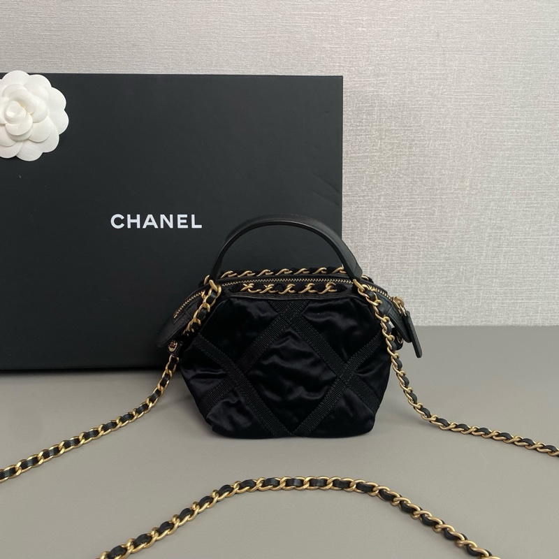 Chanel 22P 黑金 Mini 餃子包｜尼龍緞面｜98新 31開｜附卡-3