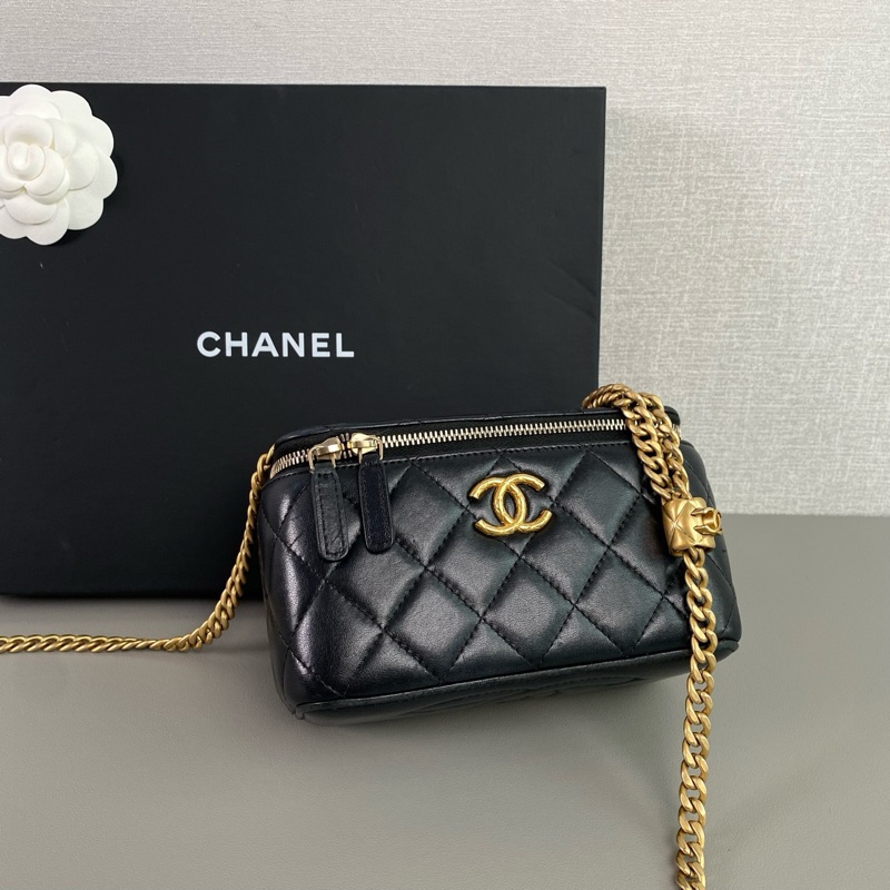 CHANEL 23B 黑金羊皮 金柱長盒子｜98新 芯片款｜稀有長盒｜滿分收藏度｜超美氣場款-1