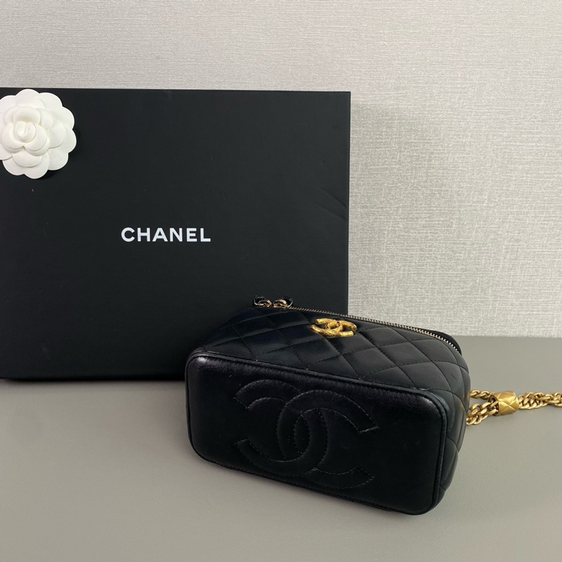 CHANEL 23B 黑金羊皮 金柱長盒子｜98新 芯片款｜稀有長盒｜滿分收藏度｜超美氣場款-4