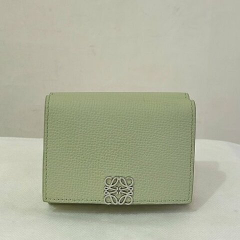 LOEWE淺灰綠色雙面釦式短夾