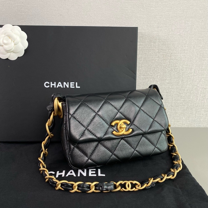 Chanel 24S 黑金羊皮粗鏈腋下包|99新 芯片款|全配|極稀有|頂級收藏款|VIP-1