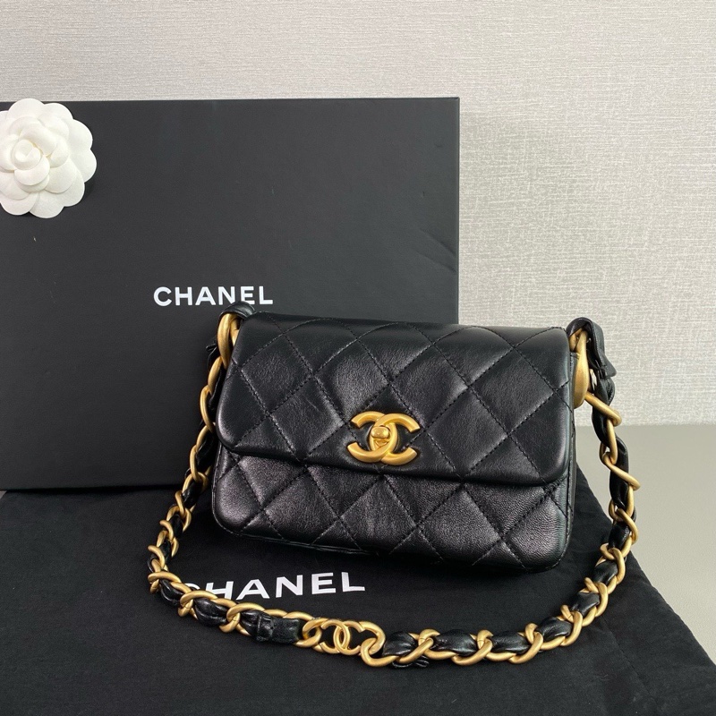Chanel 24S 黑金羊皮粗鏈腋下包|99新 芯片款|全配|極稀有|頂級收藏款|VIP-2