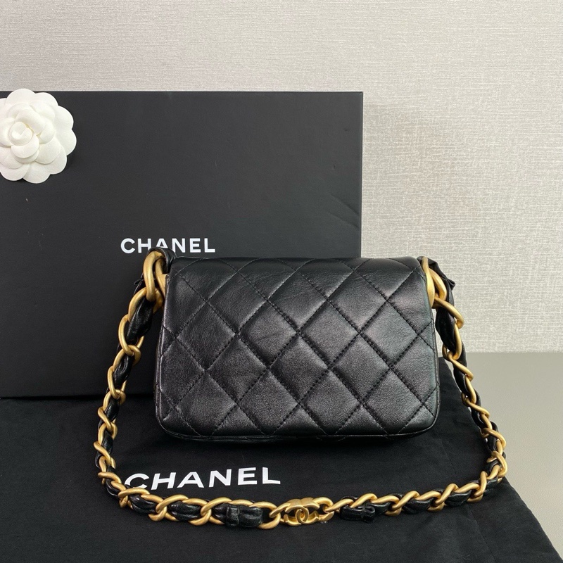 Chanel 24S 黑金羊皮粗鏈腋下包|99新 芯片款|全配|極稀有|頂級收藏款|VIP-3