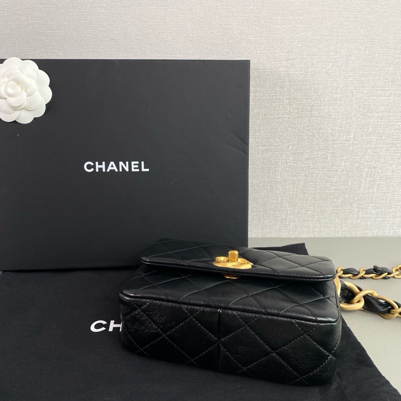 Chanel 24S 黑金羊皮粗鏈腋下包|99新 芯片款|全配|極稀有|頂級收藏款|VIP-4
