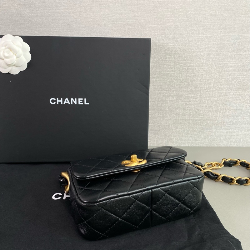 Chanel 24S 黑金羊皮粗鏈腋下包|99新 芯片款|全配|極稀有|頂級收藏款|VIP-5