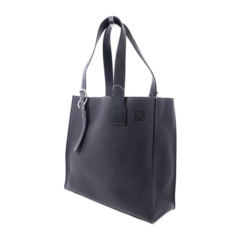 LOEWE 牛皮皮革Buckle Horizontal Tote銀扣肩背袋-2