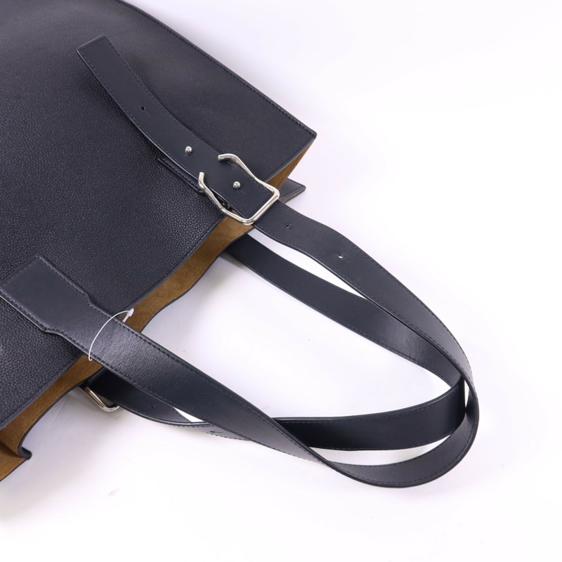 LOEWE 牛皮皮革Buckle Horizontal Tote銀扣肩背袋-4