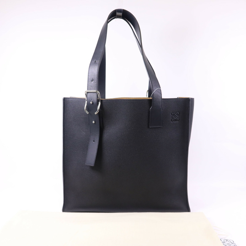 LOEWE 牛皮皮革Buckle Horizontal Tote銀扣肩背袋-15