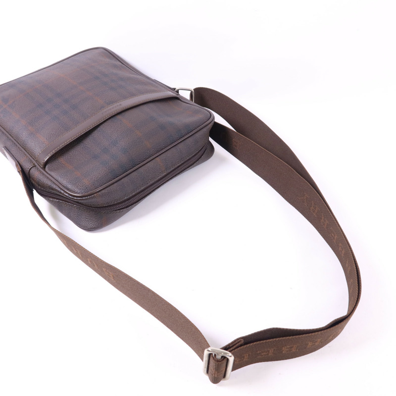 BURBERRY 塗層帆布Shoulder Bag銀扣肩背袋-4