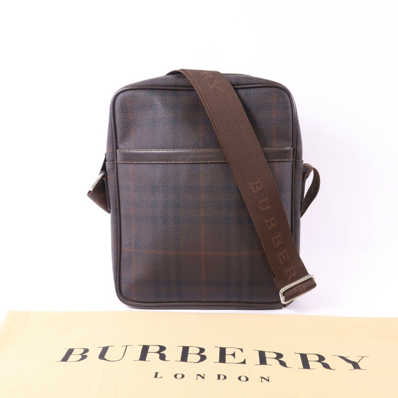 BURBERRY 塗層帆布Shoulder Bag銀扣肩背袋-16