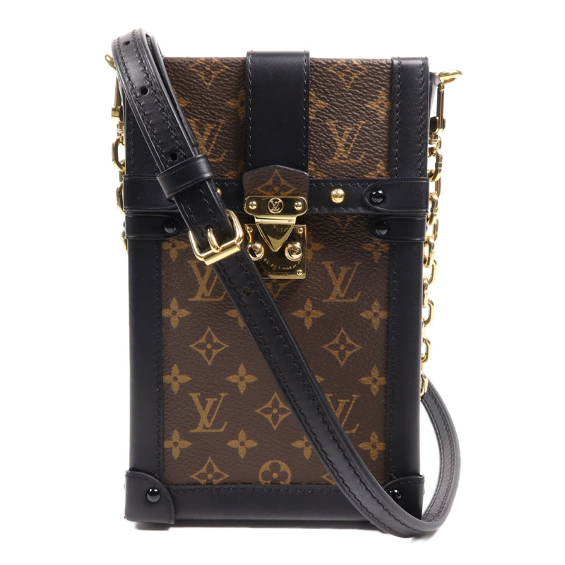 LOUIS VUITTON Monogram Pochette Trunk Vertical金扣鏈帶肩背袋-0