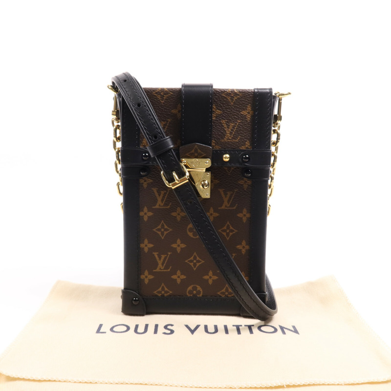 LOUIS VUITTON Monogram Pochette Trunk Vertical金扣鏈帶肩背袋-7