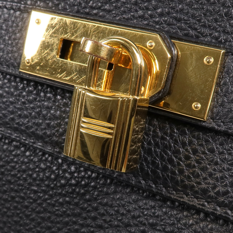 HERMES Togo皮革Kelly40金扣手挽肩背兩用袋Noir-12
