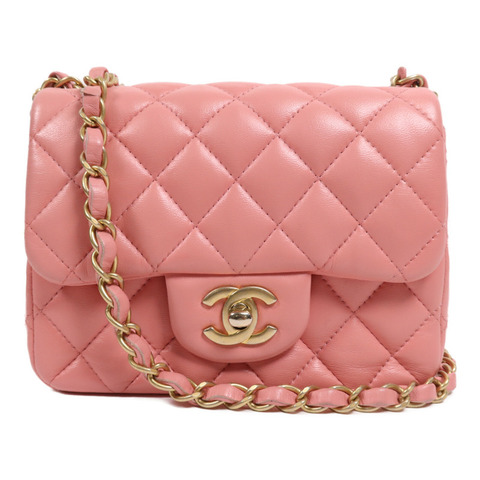 CHANEL 羊皮皮革Mini Classic 17金扣鏈帶肩背袋