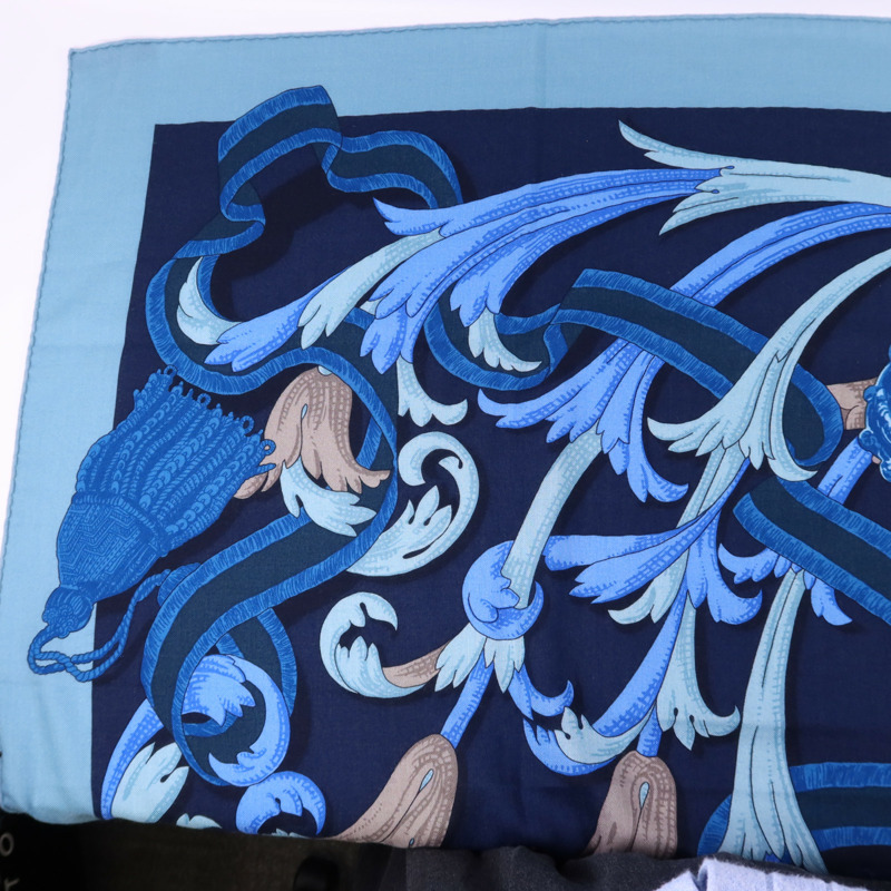HERMES 絲質/羊絨Scarf 140X140絲巾-1