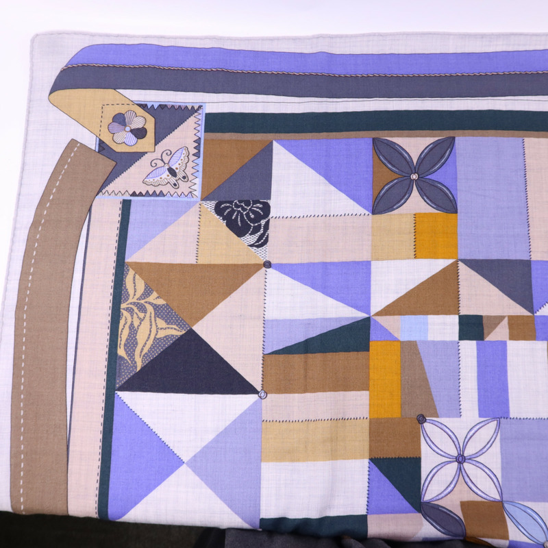 HERMES 絲質/羊絨Scarf 140X140絲巾-1