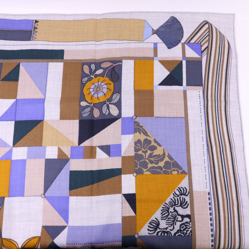 HERMES 絲質/羊絨Scarf 140X140絲巾-3
