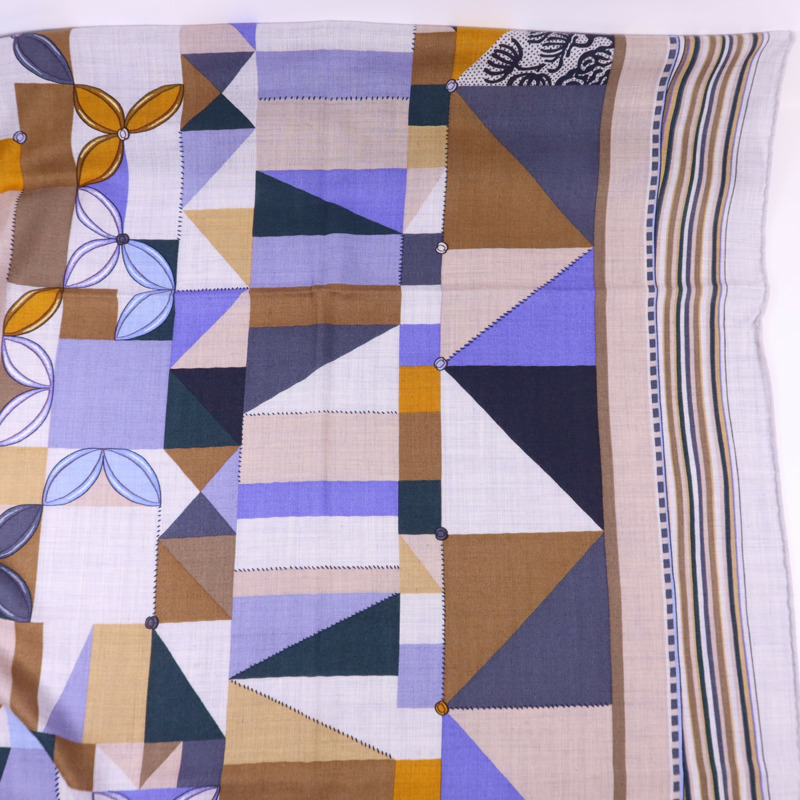 HERMES 絲質/羊絨Scarf 140X140絲巾-4
