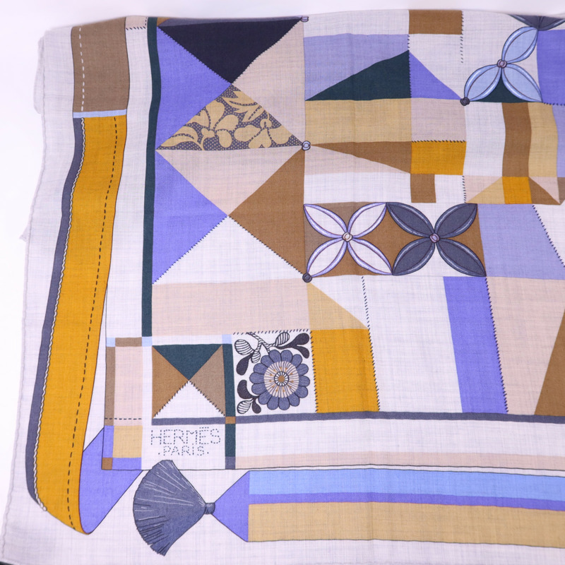 HERMES 絲質/羊絨Scarf 140X140絲巾-7