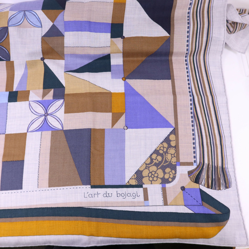 HERMES 絲質/羊絨Scarf 140X140絲巾-9