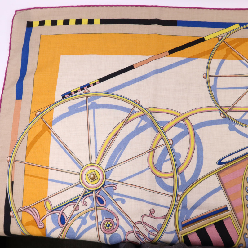 HERMES 絲質/羊絨Scarf 140X140絲巾-1
