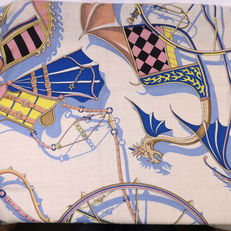 HERMES 絲質/羊絨Scarf 140X140絲巾-5