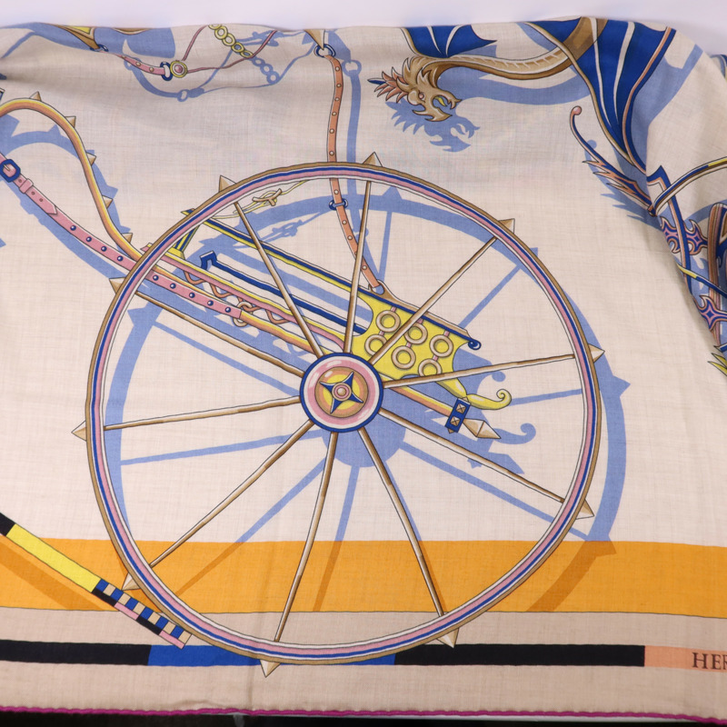 HERMES 絲質/羊絨Scarf 140X140絲巾-8