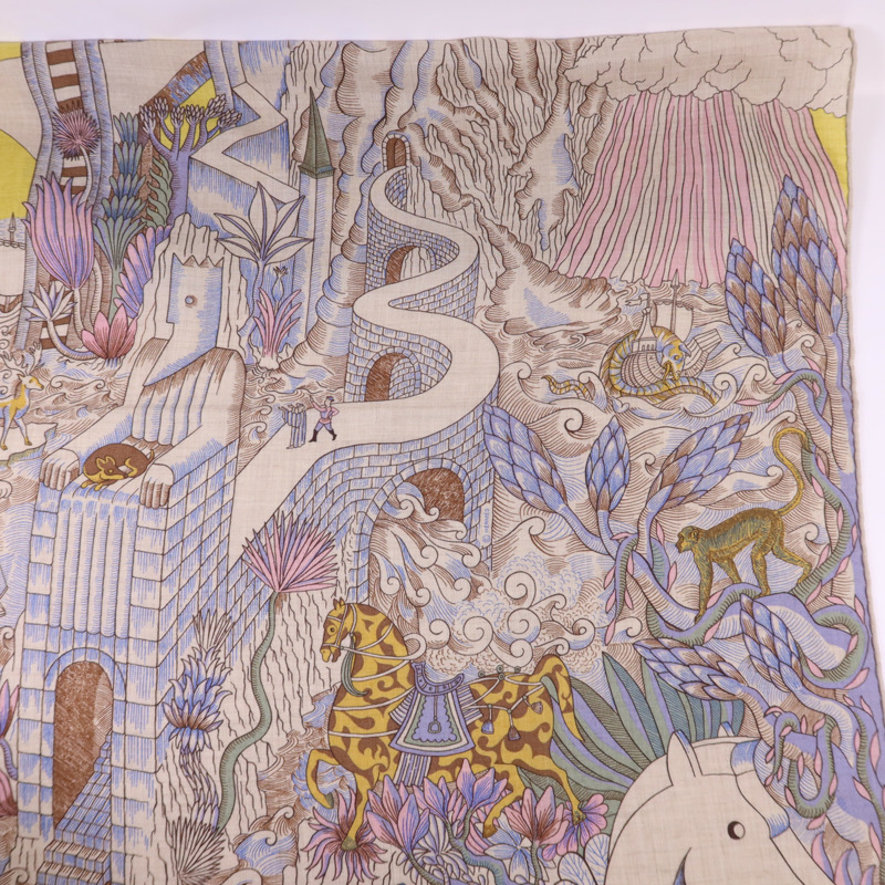 HERMES 絲質/羊絨Scarf 140X140絲巾-4