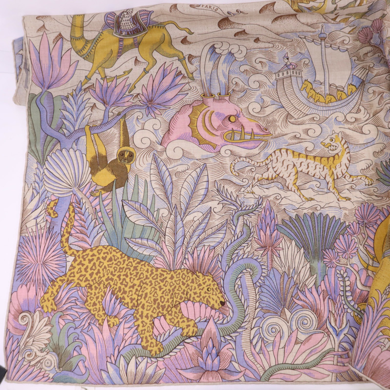 HERMES 絲質/羊絨Scarf 140X140絲巾-7