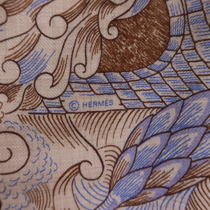 HERMES 絲質/羊絨Scarf 140X140絲巾-10