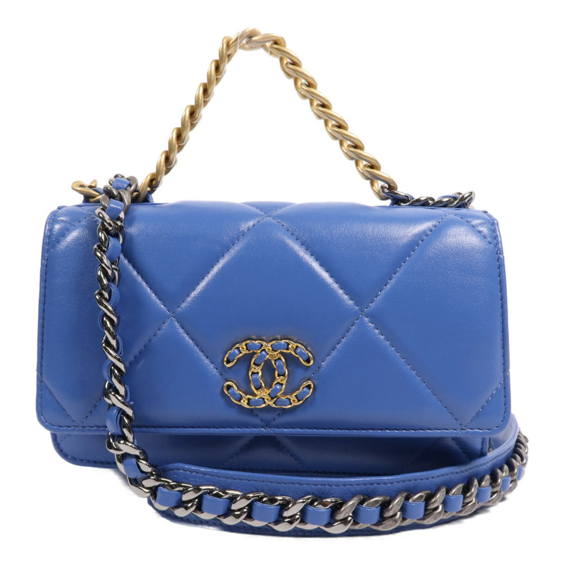 CHANEL 羊皮皮革19 WOC Wallet On Chain鏈帶手挽肩背兩用袋-0