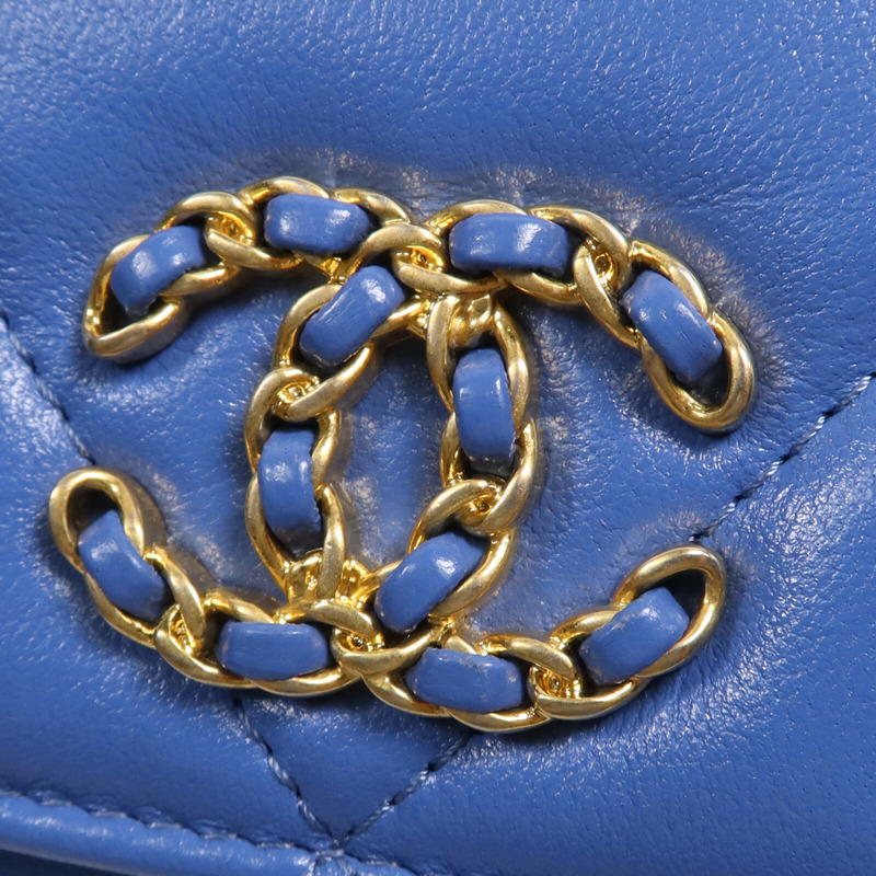 CHANEL 羊皮皮革19 WOC Wallet On Chain鏈帶手挽肩背兩用袋-13