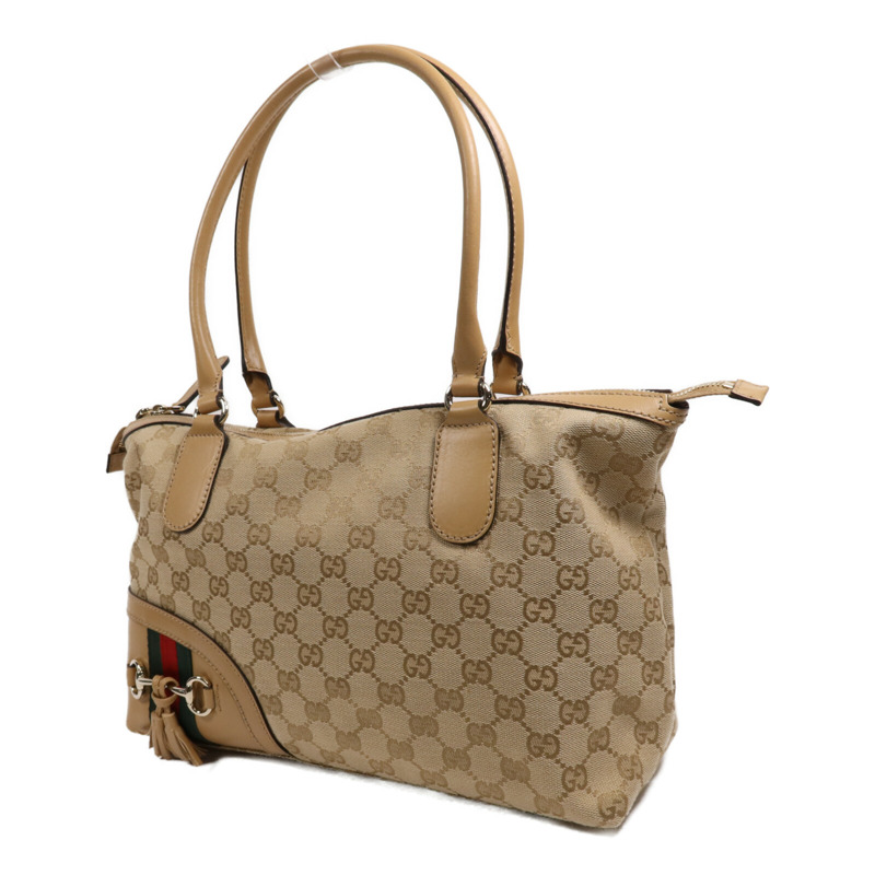 GUCCI 帆布Hand Bag金扣肩背袋-2