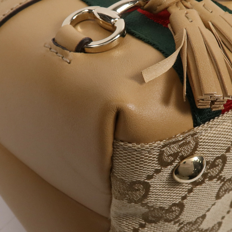 GUCCI 帆布Hand Bag金扣肩背袋-12