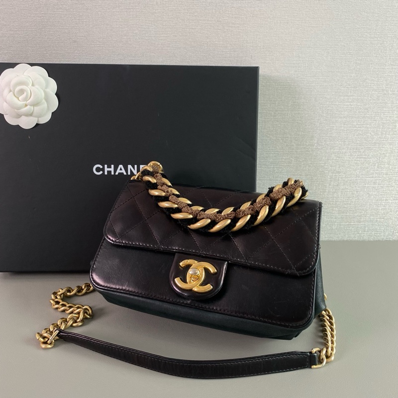 Chanel 黑金 牛皮 大都會風琴包|98新 23開 有卡|能裝好背|氣質經典款-2