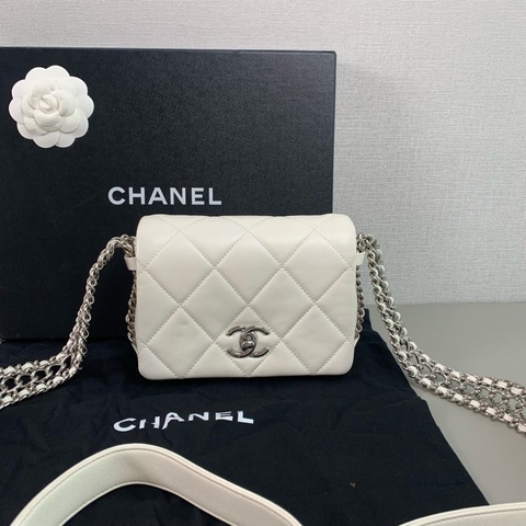 Chanel 新款瀑布鏈 方胖子豆腐包｜98新 芯片款｜立體版型｜層次鏈條｜氣質時髦兼具
