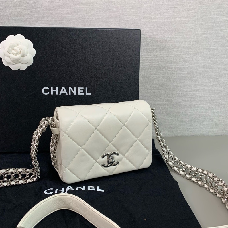 Chanel 新款瀑布鏈 方胖子豆腐包|98新 芯片款|立體版型|層次鏈條|氣質時髦兼具-1