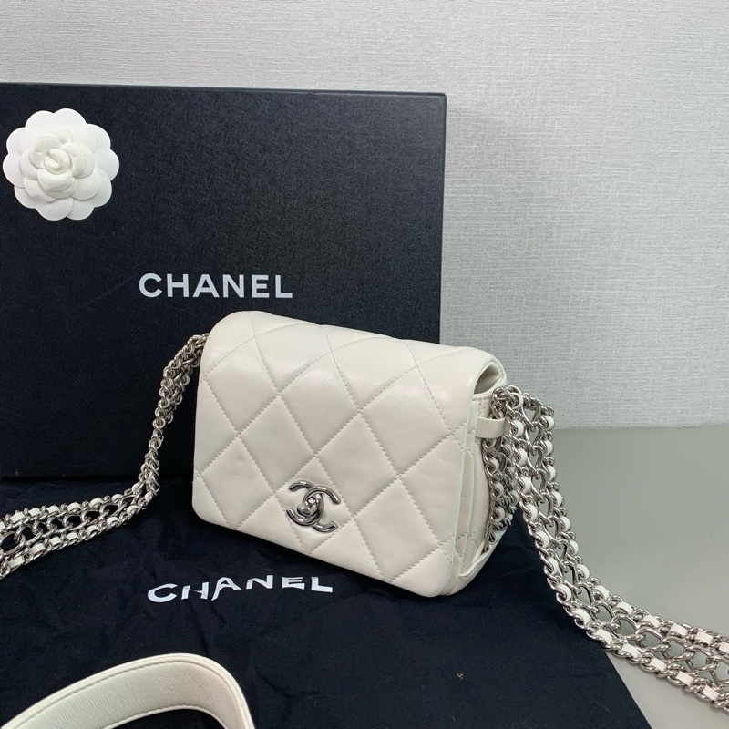 Chanel 新款瀑布鏈 方胖子豆腐包|98新 芯片款|立體版型|層次鏈條|氣質時髦兼具-2