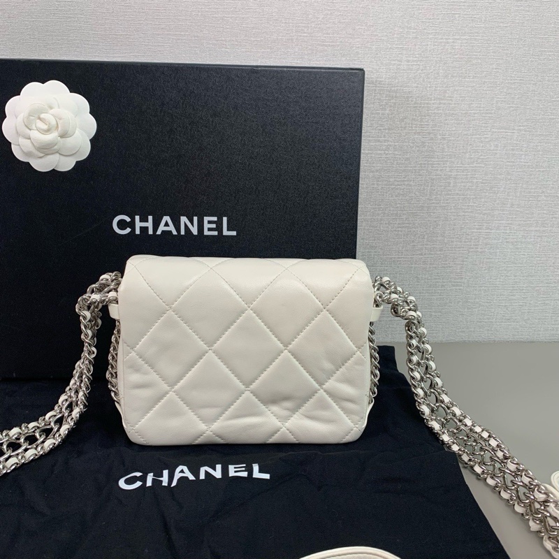 Chanel 新款瀑布鏈 方胖子豆腐包|98新 芯片款|立體版型|層次鏈條|氣質時髦兼具-3