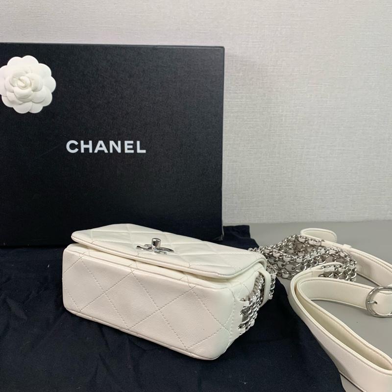 Chanel 新款瀑布鏈 方胖子豆腐包|98新 芯片款|立體版型|層次鏈條|氣質時髦兼具-4