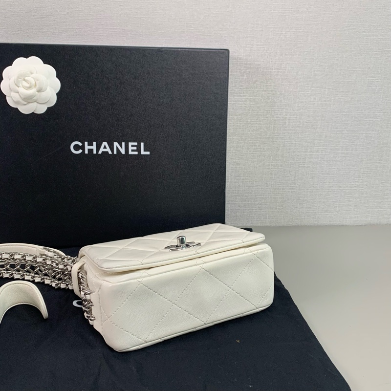 Chanel 新款瀑布鏈 方胖子豆腐包|98新 芯片款|立體版型|層次鏈條|氣質時髦兼具-5